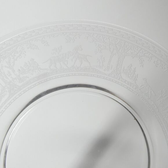 Wheeling Fox and Hounds Etched Glass Hunting Scene - Set 10 Luncheon Plates 8.5" - Picture 12 of 13